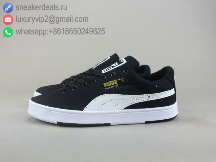 Puma SUEDE S Low Unisex Canvas Shoes Black White Size 36-44